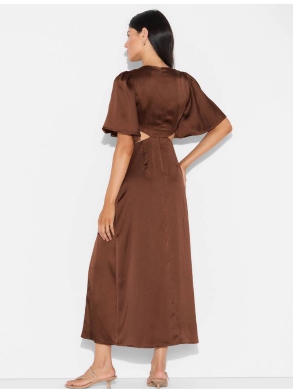 Flutter Sleeve Satin Cap Maxi Bodycon Dress - Wild Fable - Picture 3 of 4